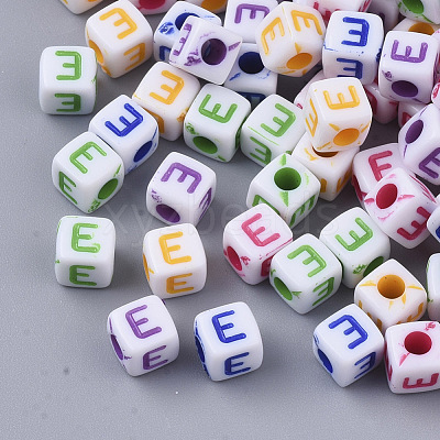 White Opaque Acrylic Beads MACR-R869-01E-1
