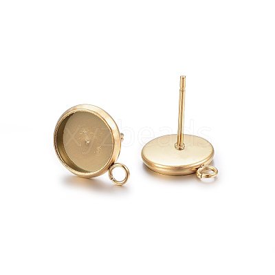 Ion Plating(IP) 304 Stainless Steel Stud Earring Settings X-STAS-H467-08G-10mm-1