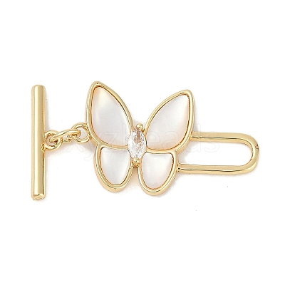 Brass Micro Pave Clear Cubic Zirconia Toggle Clasps KK-K391-21G-02-1