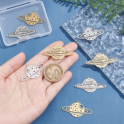 8Pcs 4 Style 201 Stainless Steel Pendants STAS-UN0033-95-1