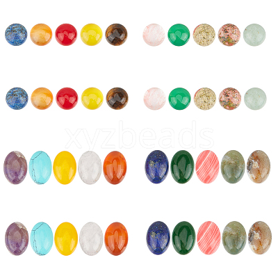 40Pcs 20 Styles Mixed Gemstone Cabochons G-HY0001-54-1