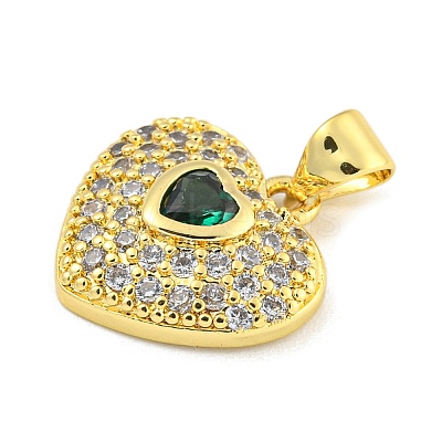 Heart Rack Plating Brass Micro Pave Cubic Zirconia Charms KK-Z053-17G-03-1