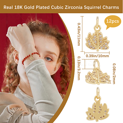 12Pcs Brass Micro Pave Cubic Zirconia Charms ZIRC-BBC0002-78-1