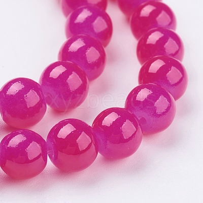 Imitation Jade Glass Round Beads Strands X-DGLA-S076-8mm-24-1