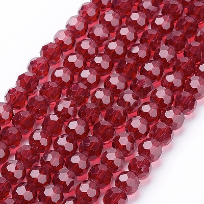 Faceted(32 Facets) Glass Round Beads Strands X-EGLA-J042-6mm-20-1