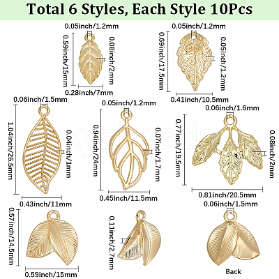 60Pcs 6 Styles Alloy Pendants FIND-SC0022-59-1