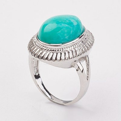 Natural Amazonite Finger Rings RJEW-P122-14-1