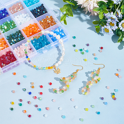 24 Strands 24 Colors Imitate Austrian Crystal Bicone Frosted Glass Beads Strands GLAA-AR0001-58-1