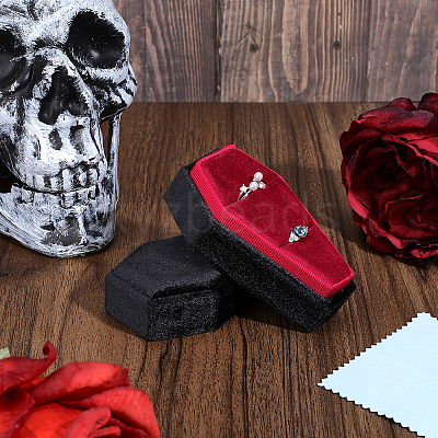1Pc Coffin Shaped Velvet Ring Organizer Boxes AJEW-BBC0001-08-1