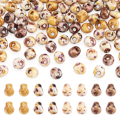 480Pcs 4 Colors Picasso Glass Seed Beads SEED-TA0001-07A-1