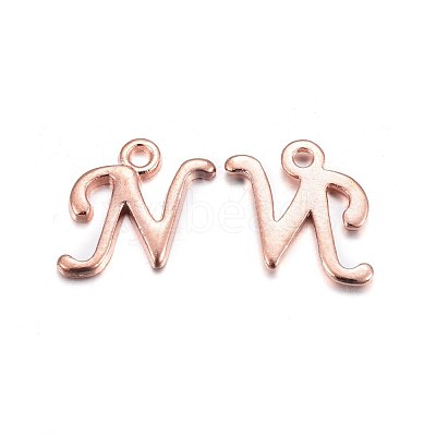 Rose Gold Plated Alloy Letter Pendants X-PALLOY-J718-01RG-N-1