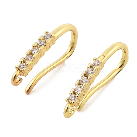 Brass with Cubic Zirconia Earring Hooks KK-Q782-02G-1