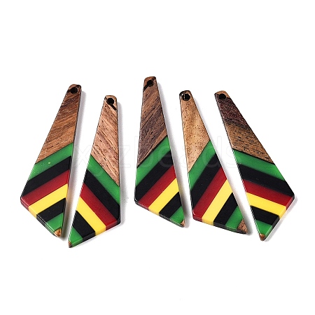 Jamaican Colour Epoxy Resin & Walnut Wood Pendants RESI-N039-122I-1