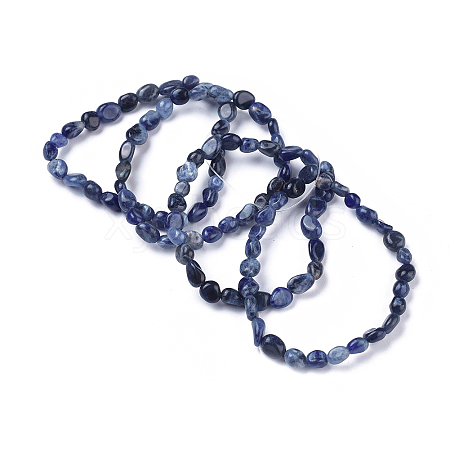 Natural Sodalite Bead Stretch Bracelets BJEW-K213-24-1