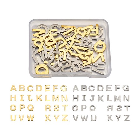 Yilisi 304 Stainless Steel Alphabet Letter Charms STAS-YS0001-03-1