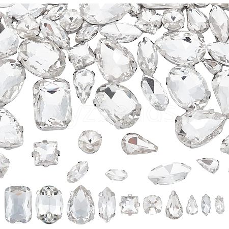 CHGCRAFT 120Pcs 10 Style Sew on Rhinestone RGLA-CA0001-10-1