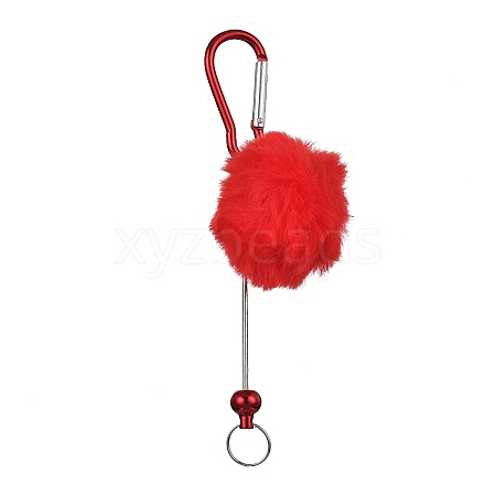 Aluminum Alloy Pom Pom Ball Beadable Keychain Bar HJEW-Q001-01C-1