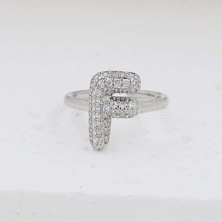 Brass Micro Pave Clear Cubic Zirconia Cuff Rings FS-WG17FF6-06-1