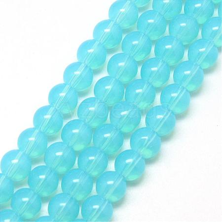 Baking Painted Glass Beads Strands DGLA-Q023-6mm-DB19-1