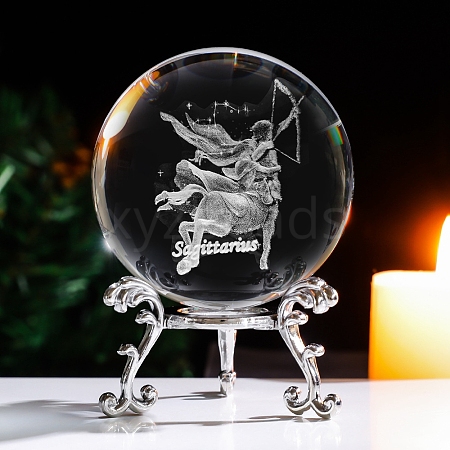 Inner Carving Constellation Glass Crystal Ball Diaplay Decoration PW-WG84004-11-1