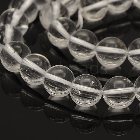 Round Natural Quartz Crystal Beads Strands G-N0120-04-10mm-1