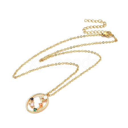 Colorful Cubic Zirconia Constellation Pendant Necklace NJEW-H166-01C-1