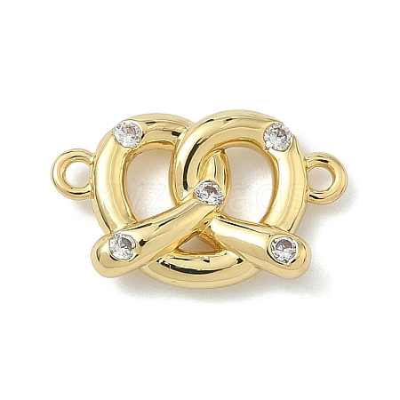 Brass Micro Pave Cubic Zirconia Heart Biscuit Connector Charms KK-G548-06G-01-1