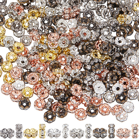 200Pcs 10 Colors Brass Rhinestone Spacer Beads RB-SP001-08A-1