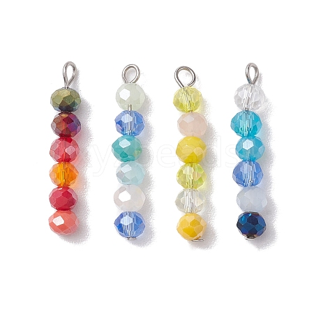 4Pcs 4 Colors Glass Pendants PALLOY-JF02630-1