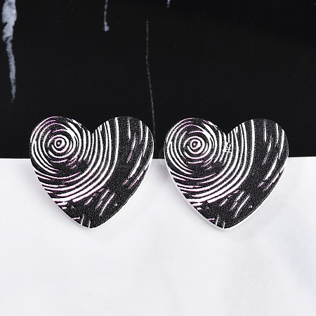 Heart Acrylic Printed Stud Earrings for Women EJEW-G418-01D-1