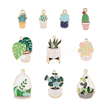 Biyun 18pcs 9 style Zinc Alloy Enamel Pendants ENAM-BY0001-04-1