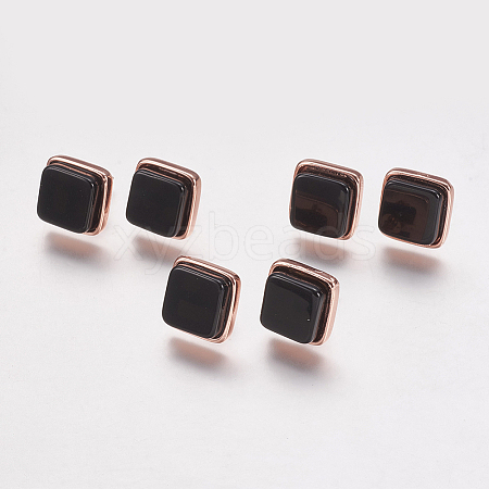 Natural Black Agate Stud Earrings EJEW-F139-A03-1