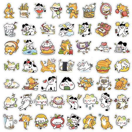 100Pcs PVC Self-Adhesive Stickers of Cat PW-WG6201B-02-1