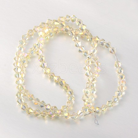 Electroplate Faceted Bicone Glass Beads Strands X-EGLA-P017-4mm-14-1