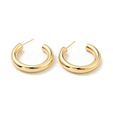 Brass Chunky C-shape Stud Earrings EJEW-G297-03B-G-1