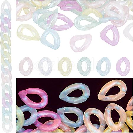 CHGCRAFT 216Pcs 6 Colors Acrylic Luminous Linking Rings MACR-CA0001-26-1