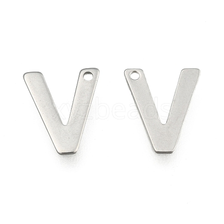 Tarnish Resistant 304 Stainless Steel Letter Charms X-STAS-O072-V-1