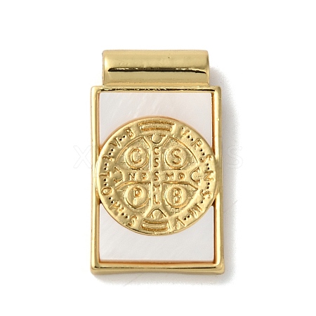 Rack Plating Religion Brass Pave Shell Rectangle Pendants KK-K345-14G-02-1