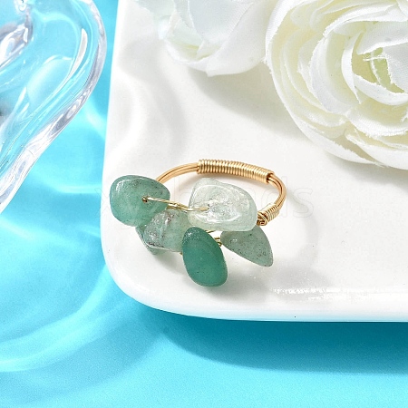 Natural Green Aventurine Finger Rings for Women RJEW-TA00202-01-1