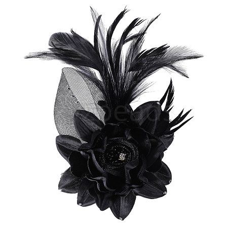 Flower Feather & Iron Lapel Pins for Clothes JEWB-WH0010-114B-1