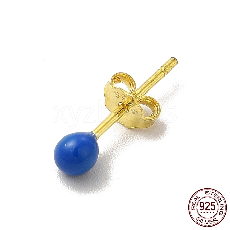 Enamel Round Ball Stud Earrings EJEW-C020-01G-01-1