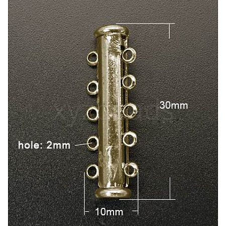 (Clearance Sale)5-strands Brass Slide Lock Clasps KK-Q269-4-1