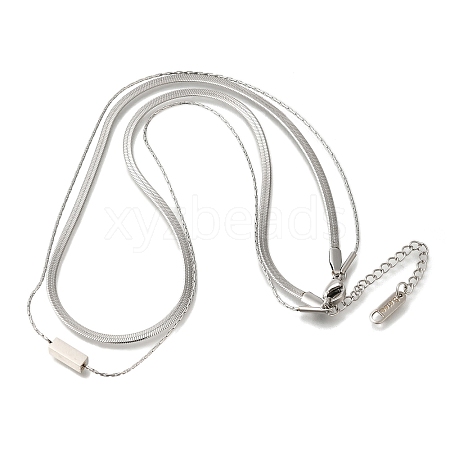 201 Stainless Steel Double Layer Snake Chain Necklaces STAS-B076-05P-1