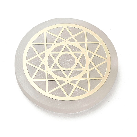 Flat Round Natural Selenite Slice Coasters AJEW-C042-01D-1
