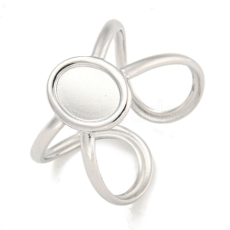 Non-Tarnish 304 Stainless Steel Oval Cuff Ring Components RJEW-A043-07P-1