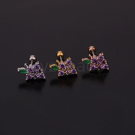 Grape Brass Micro Pave Cubic Zirconia Cartilage Earrings for Women WG9FBC0-09-1