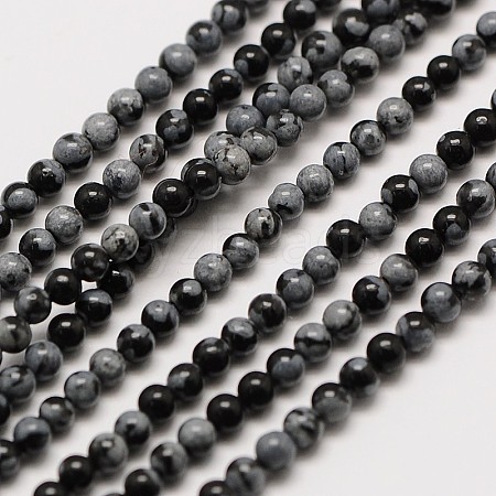 Natural Snowflake Obsidian Round Bead Strands LS-G-A130-3mm-17-1