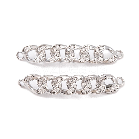 Brass Pave Clear Cubic Zirconia Connector Charms KK-S376-05P-1