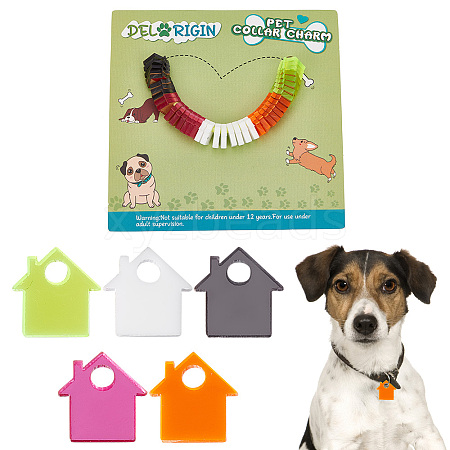 40Pcs 5 Colors Transparent Blank Acrylic Pet Dog ID Tag PALLOY-AB00047-1