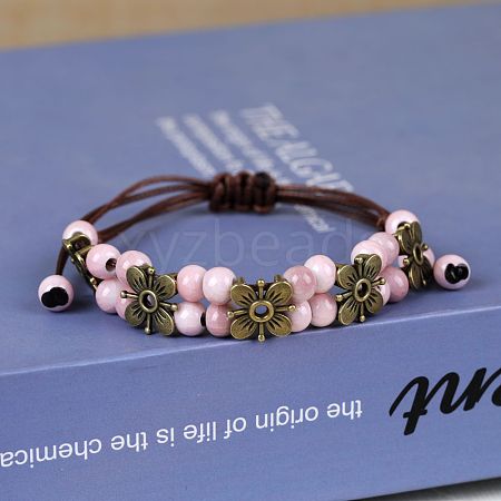 Alloy & Handmade Porcelain Bead Braided Bead Bracelets for Women FS-WGAE4F4-02-1